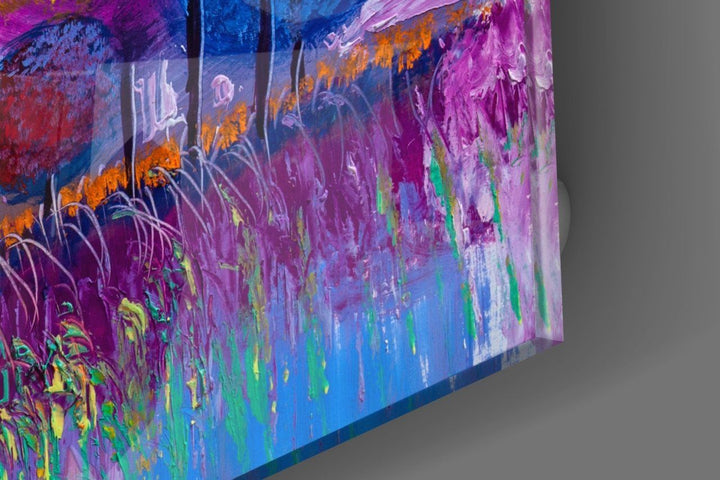 Renkli Ağaçlar Cam Tablo