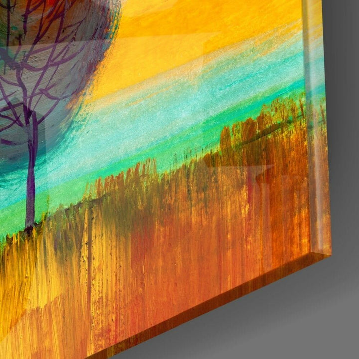 Renkli Ağaçlar Cam Tablo