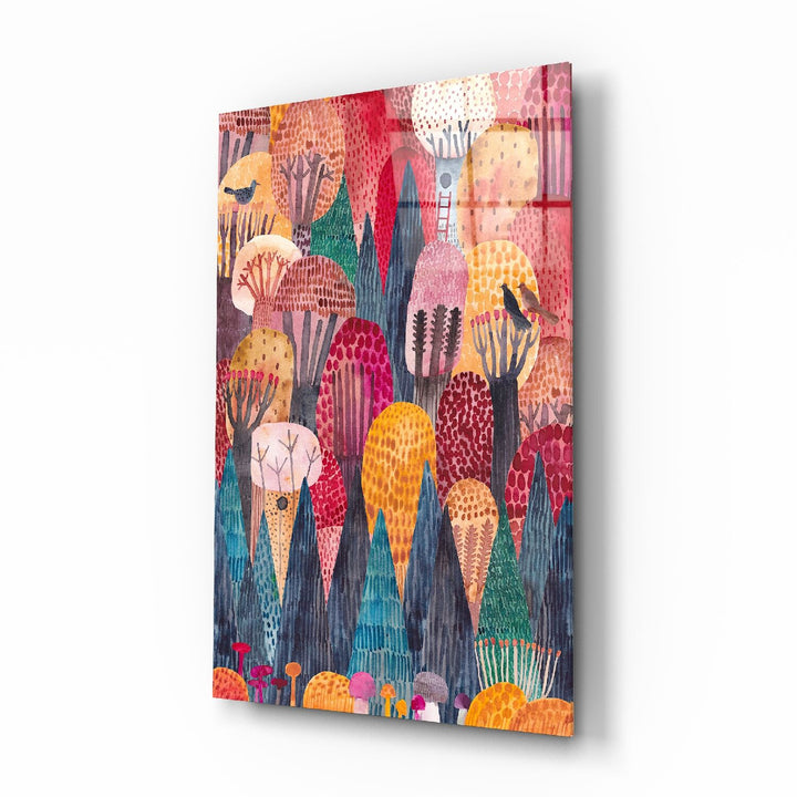 Renkli Ağaçlar Cam Tablo