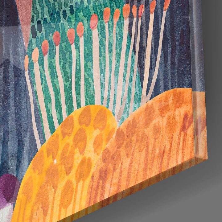 Renkli Ağaçlar Cam Tablo