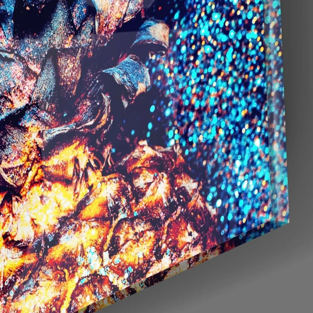 Renkli Ananas Cam Tablo