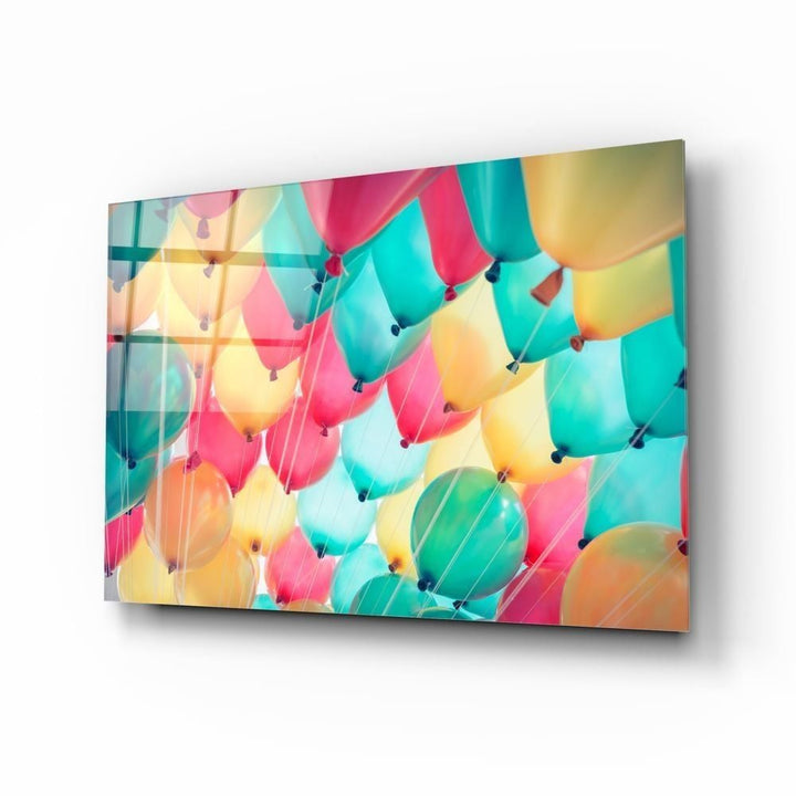 Renkli Balonlar Cam Tablo