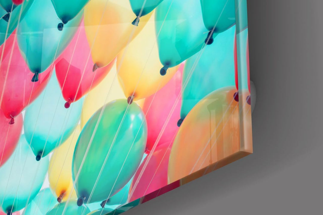 Renkli Balonlar Cam Tablo
