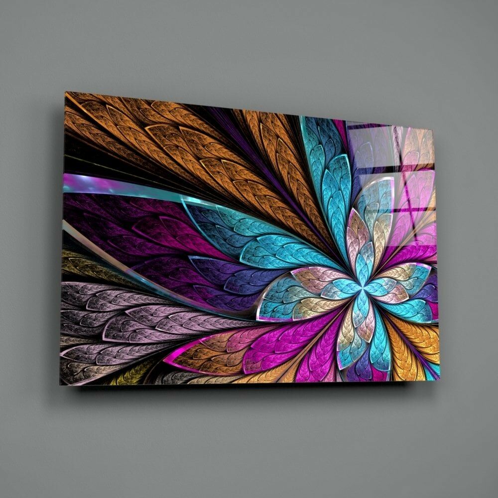 Renkli Çiçek Cam Tablo