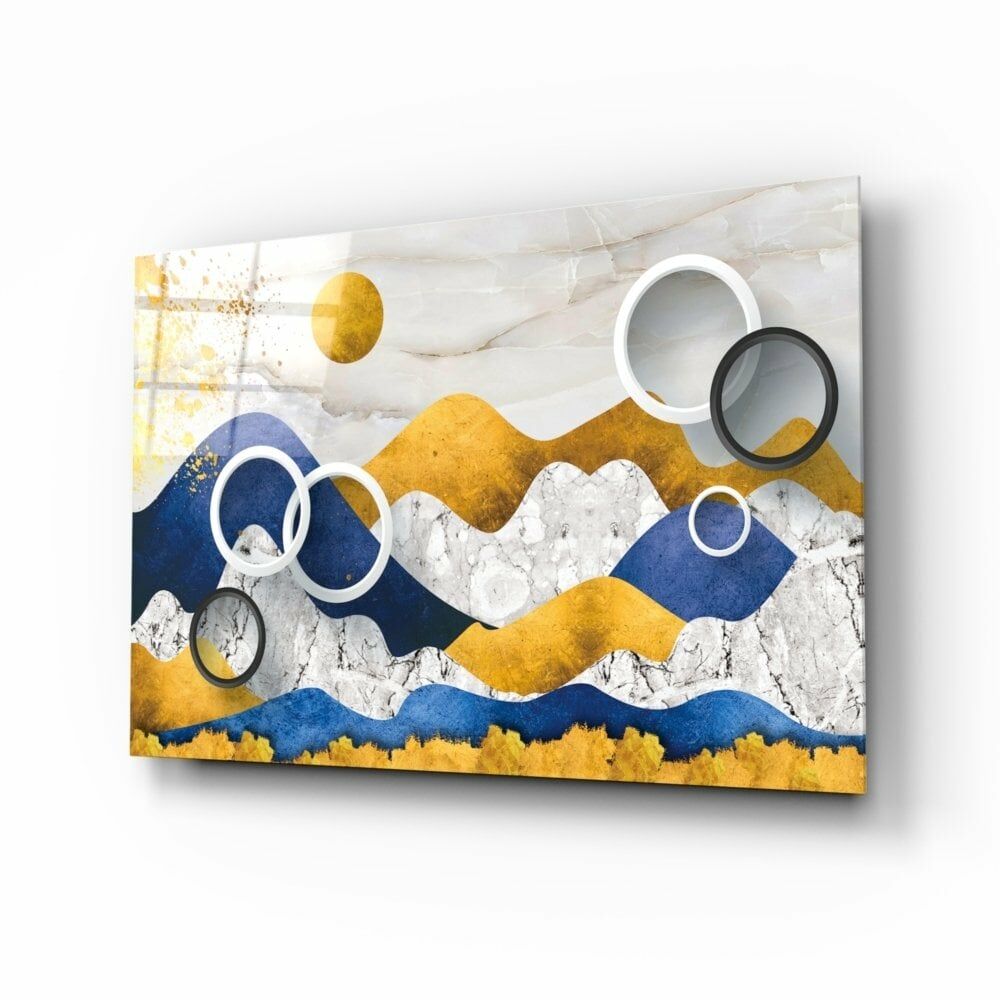 Renkli Dağlar Cam Tablo