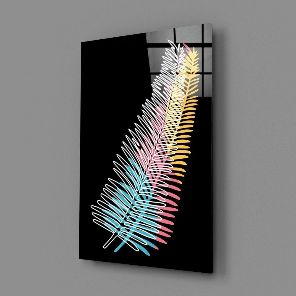 Renkli Eğrelti Otu Cam Tablo