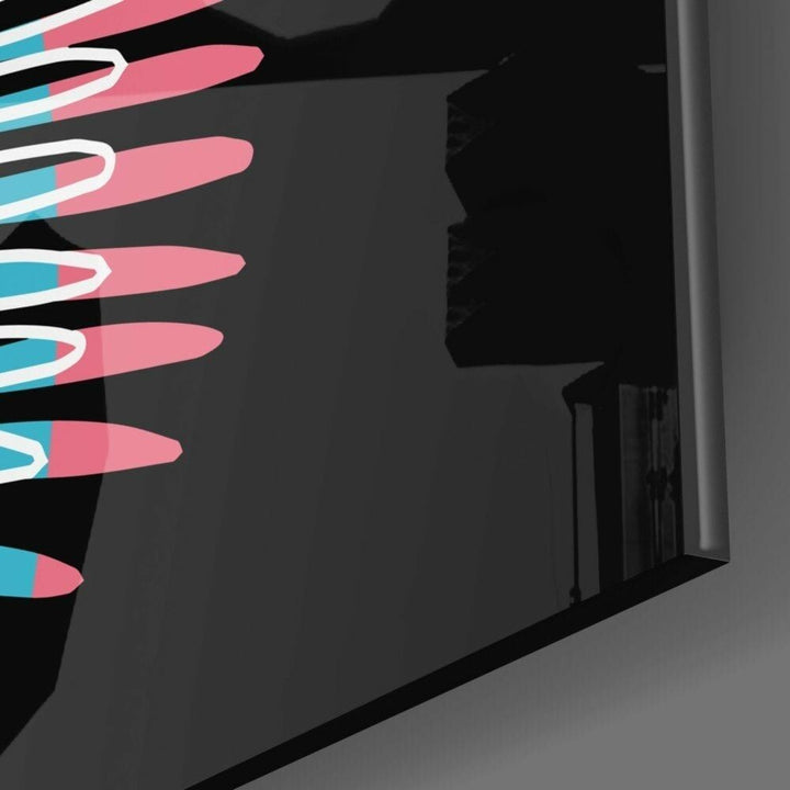 Renkli Eğrelti Otu Cam Tablo