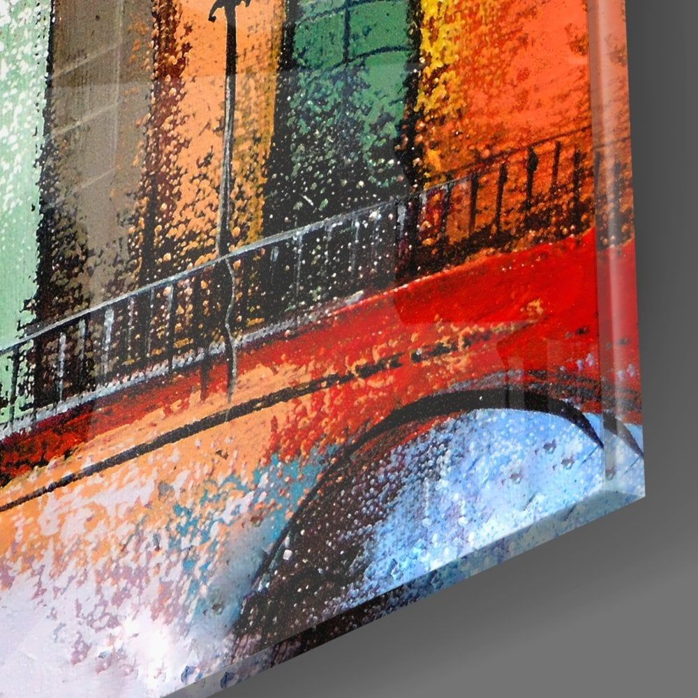 Renkli Evler Cam Tablo