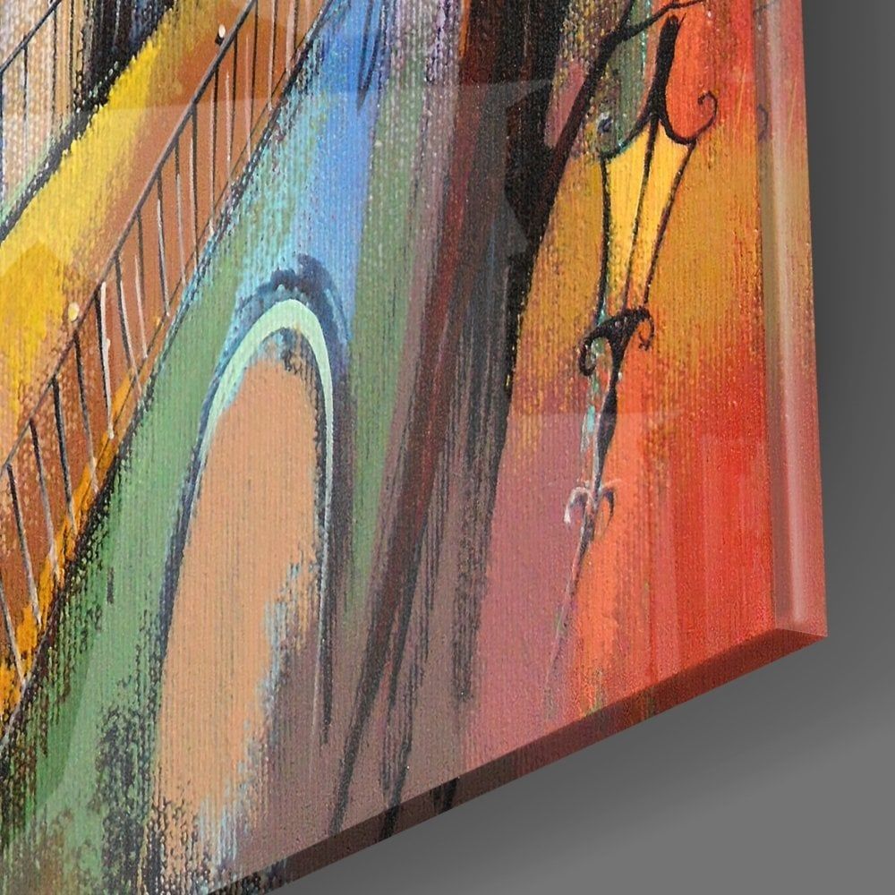 Renkli Evler Cam Tablo