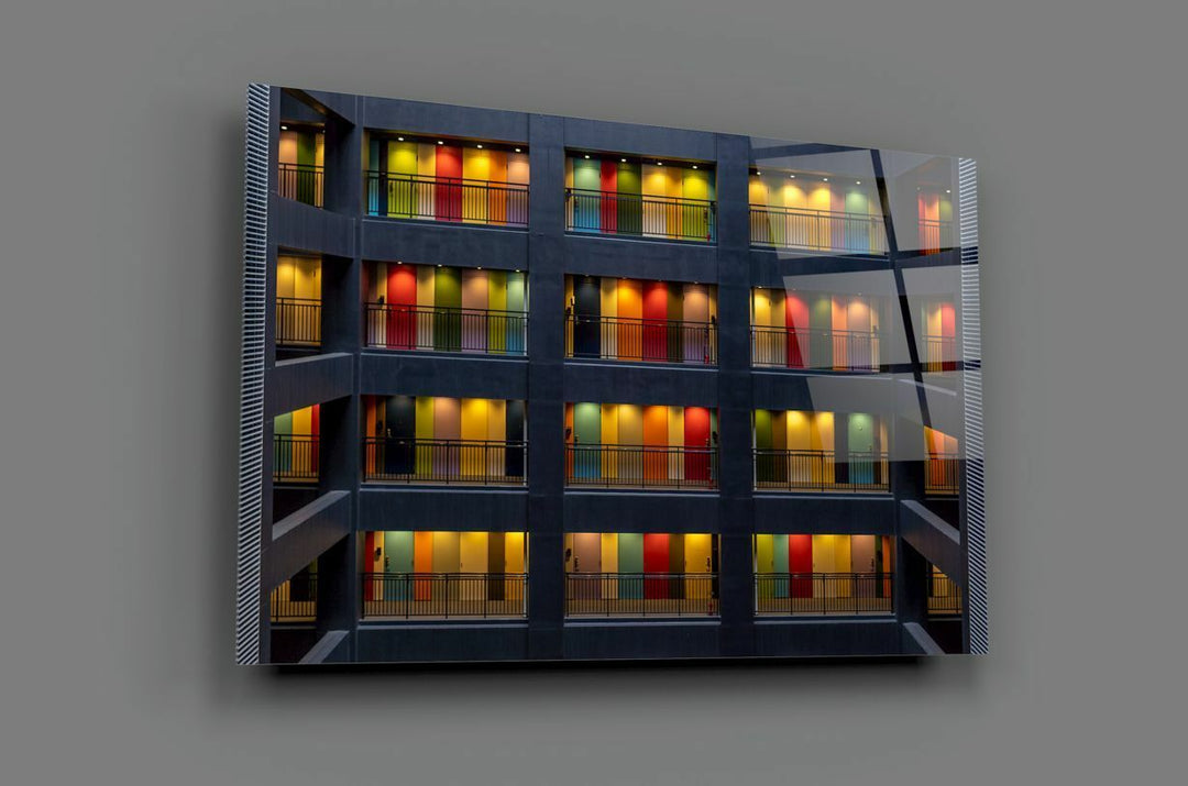 Renkli Kapılar Cam Tablo