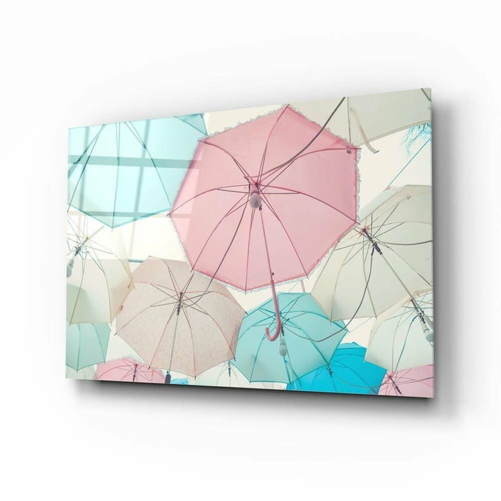 Renkli Şemsiyeler Cam Tablo