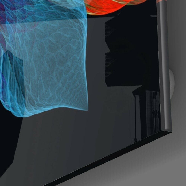 Renkli Yapraklı Çiçek Cam Tablo