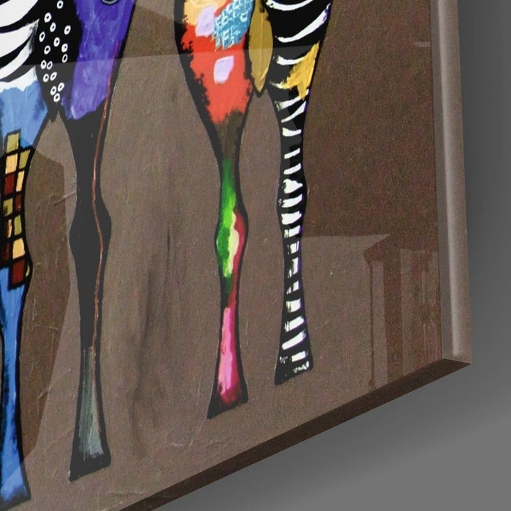 Renkli Zebralar Cam Tablo