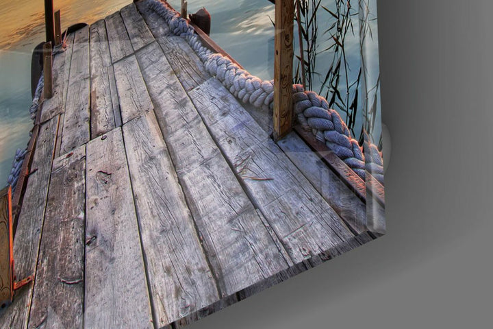 Rıhtımda Gün Batımı Cam Tablo