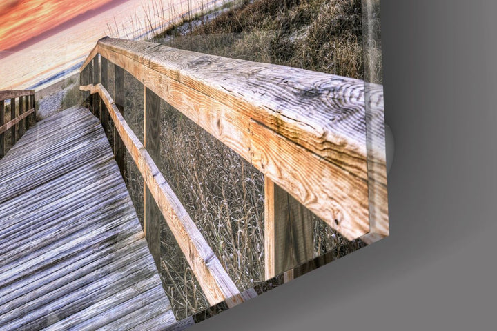 Rıhtımda Gün Batımı Cam Tablo