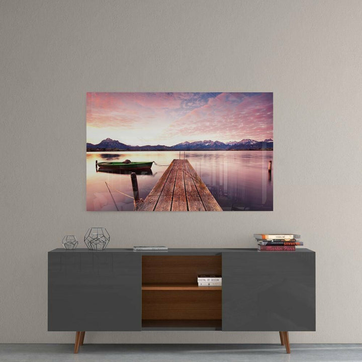 Sahilde Gün Batımı Cam Tablo No:2067