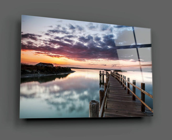 Sahilde Gün Batımı Cam Tablo No:2069