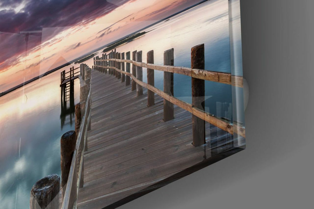 Sahilde Gün Batımı Cam Tablo No:2069