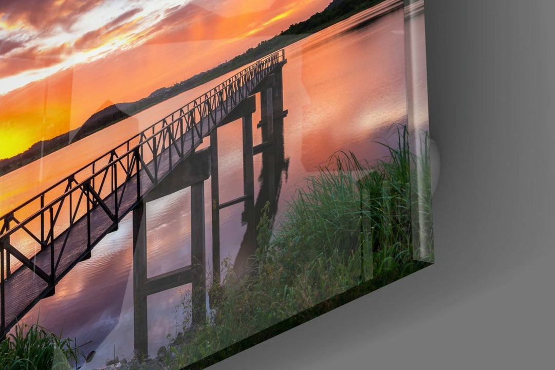 Sahilde Gün Batımı Cam Tablo No:2073