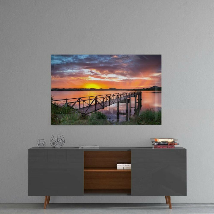 Sahilde Gün Batımı Cam Tablo No:2073