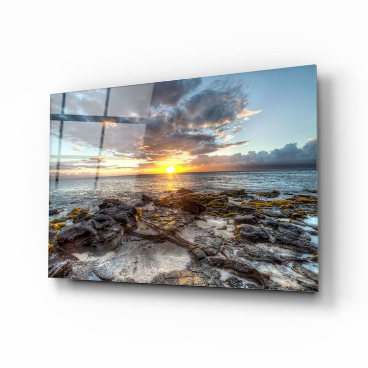 Sahilde Günbatımı Cam Tablo No:1004