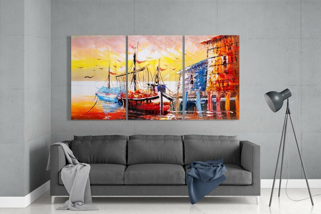 Sahildeki Tekne Cam Tablo