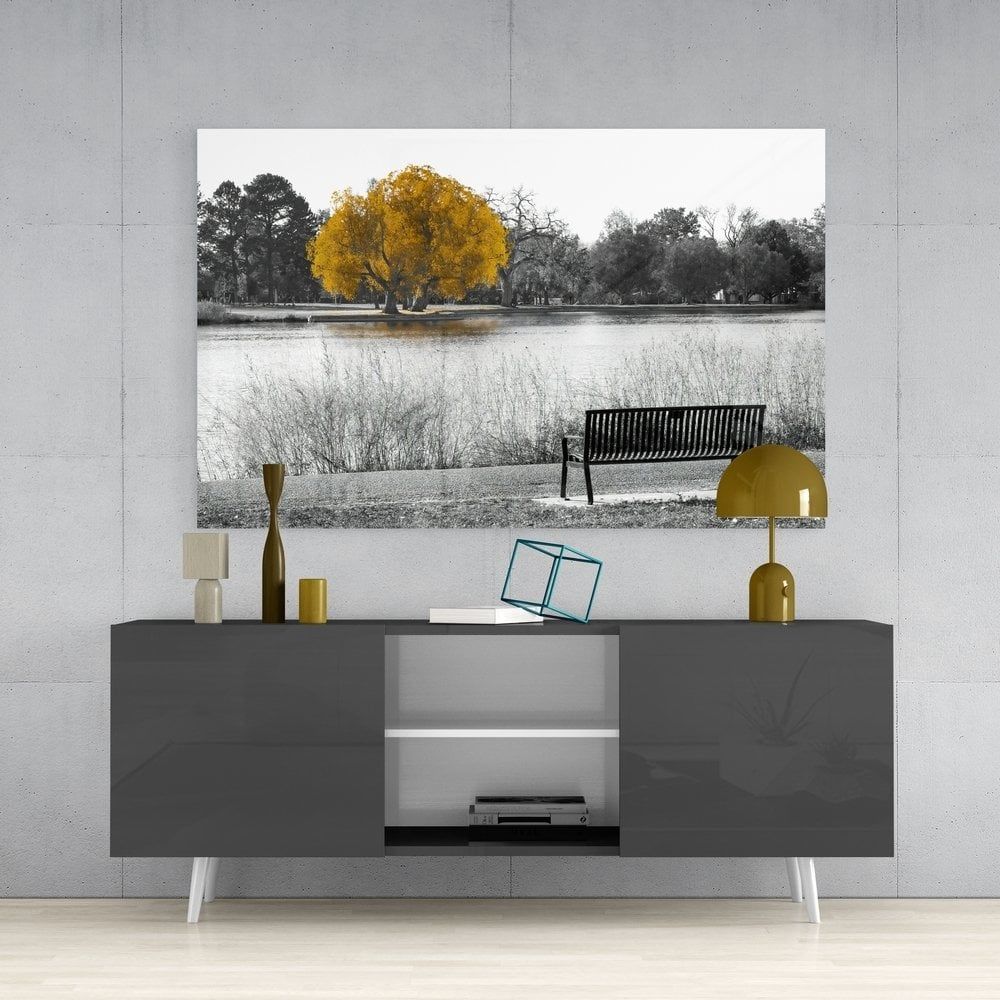 Sarı Ağaç Cam Tablo