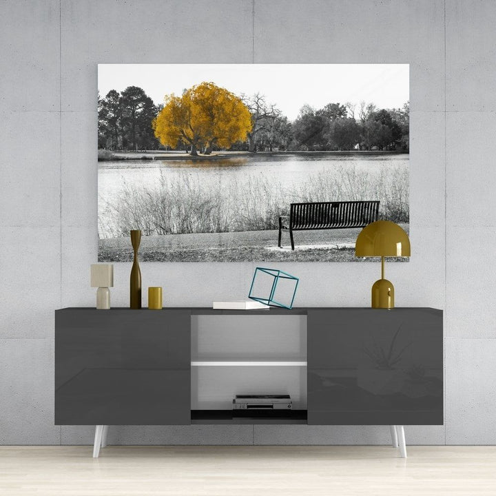 Sarı Ağaç Cam Tablo