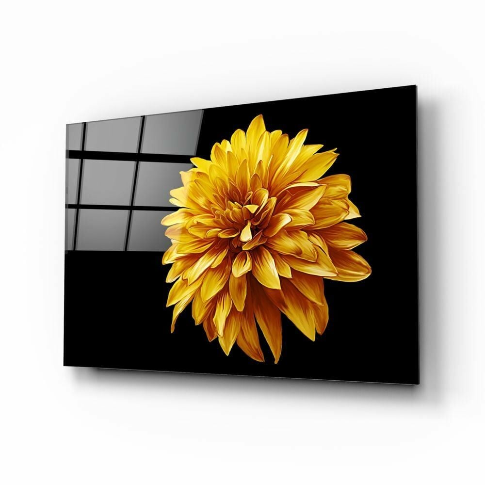 Sarı Çiçek Cam Tablo