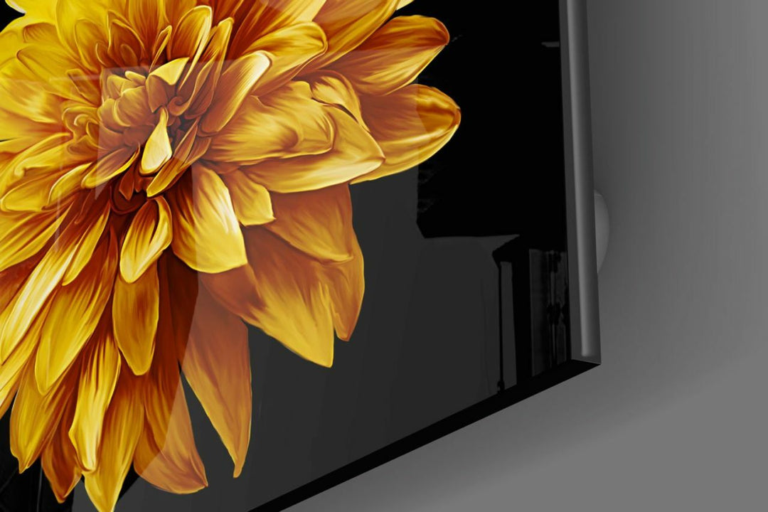 Sarı Çiçek Cam Tablo