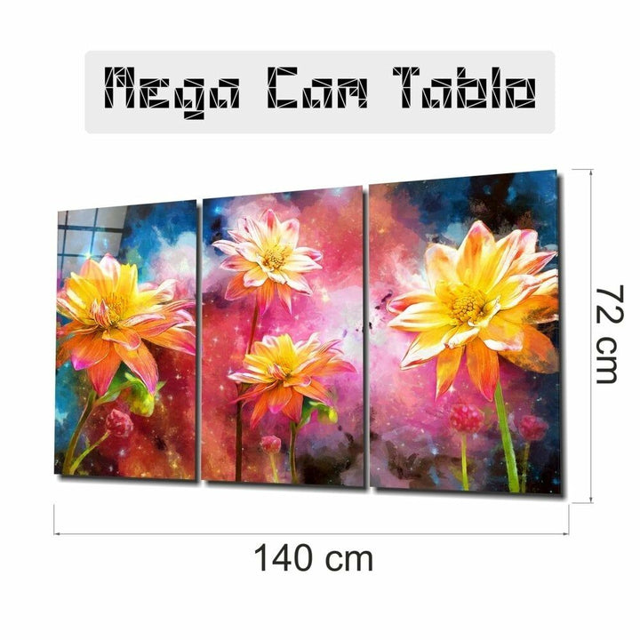 Sarı Çiçekler Mega Cam Tablo