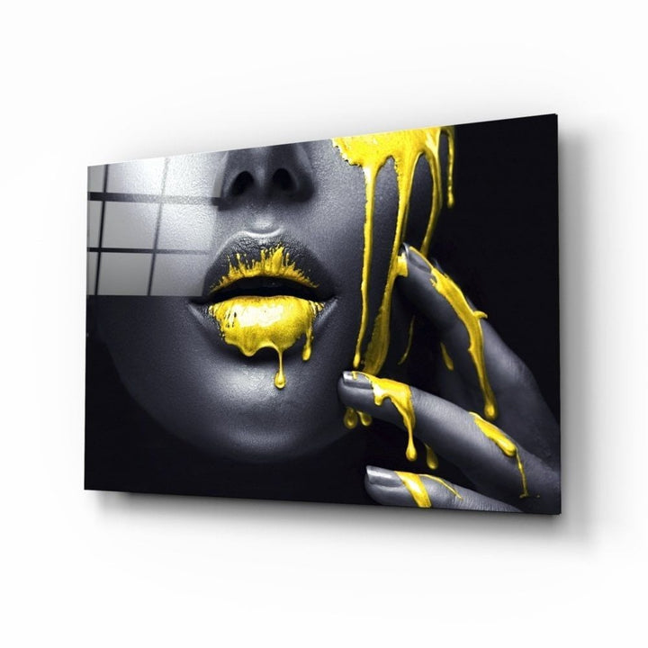 Sarı ve Kadın Cam Tablo