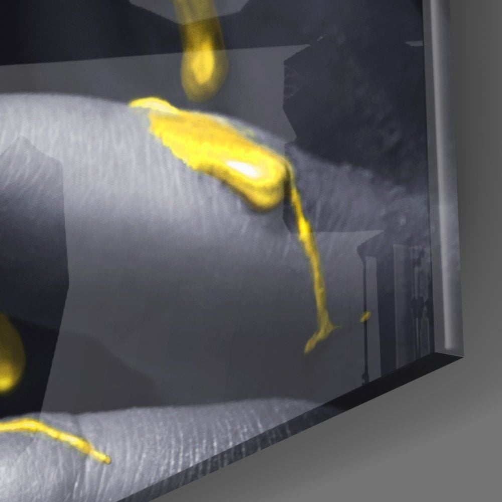 Sarı ve Kadın Cam Tablo