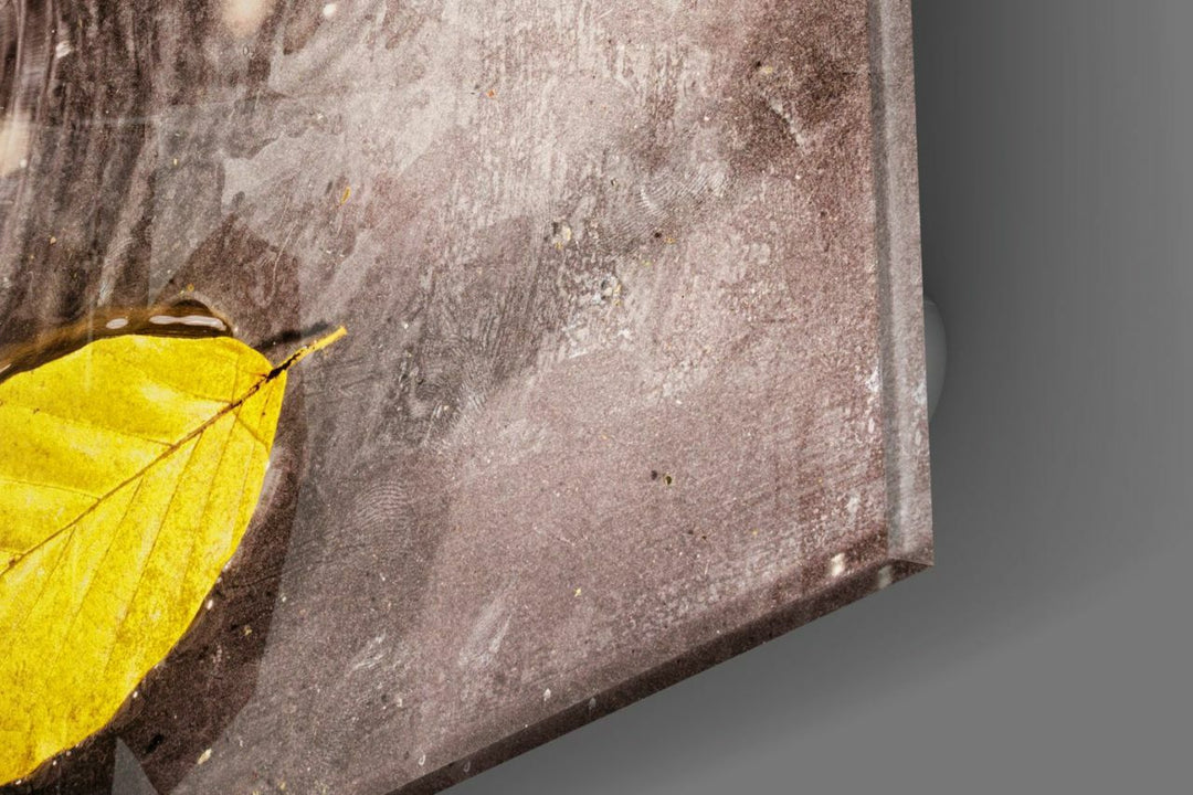 Sarı Yaprak Cam Tablo