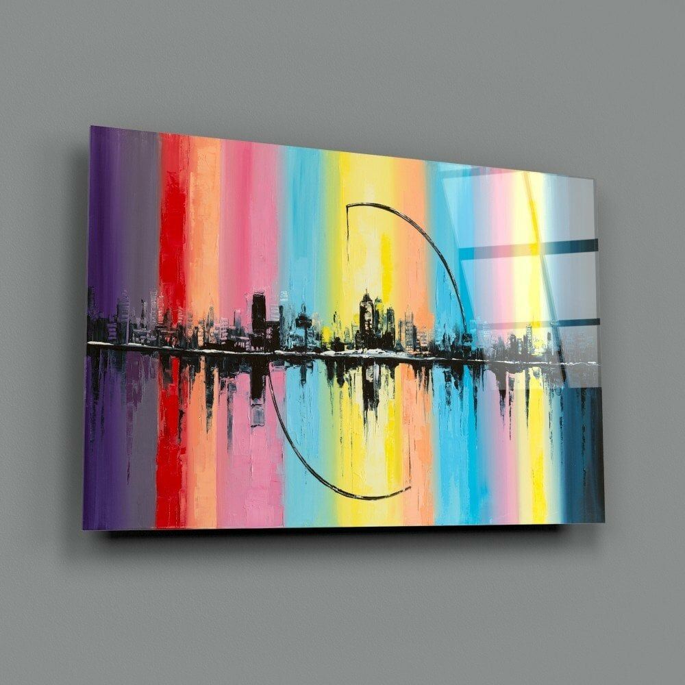 Şehir Silüet Cam Tablo