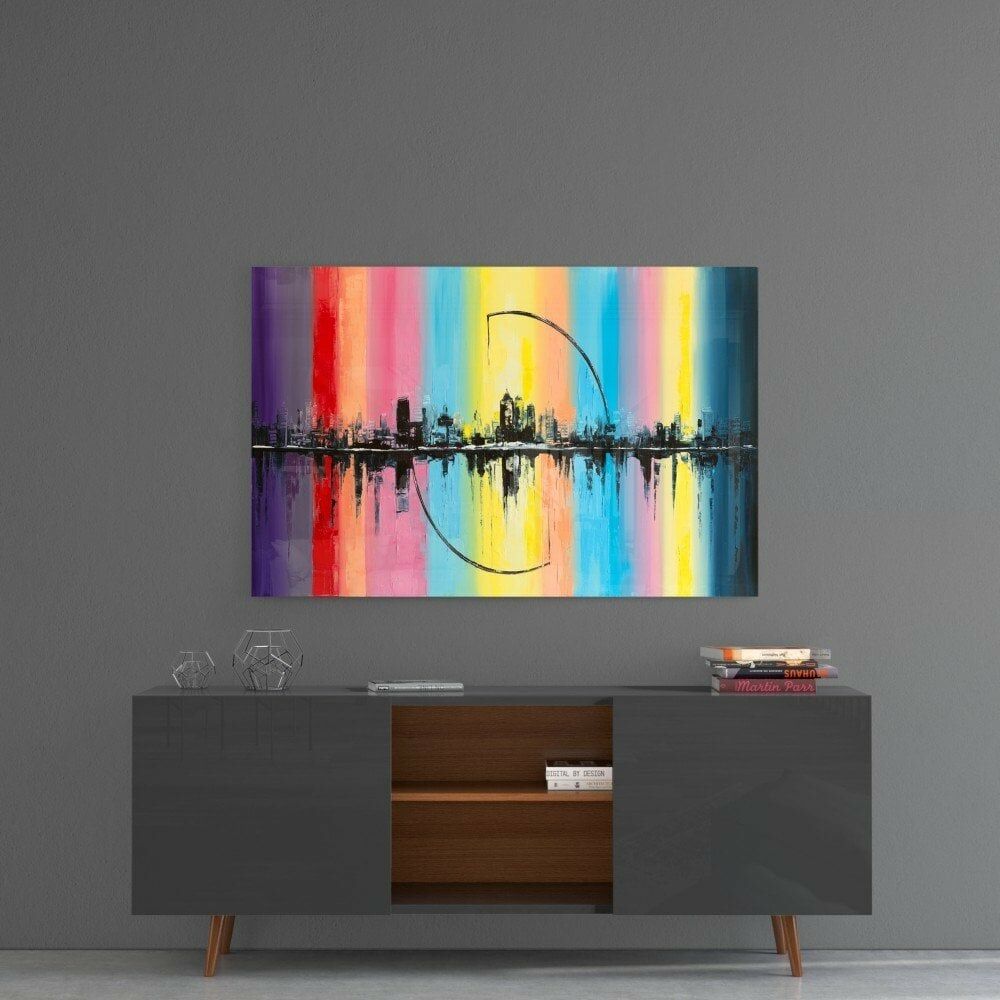 Şehir Silüet Cam Tablo