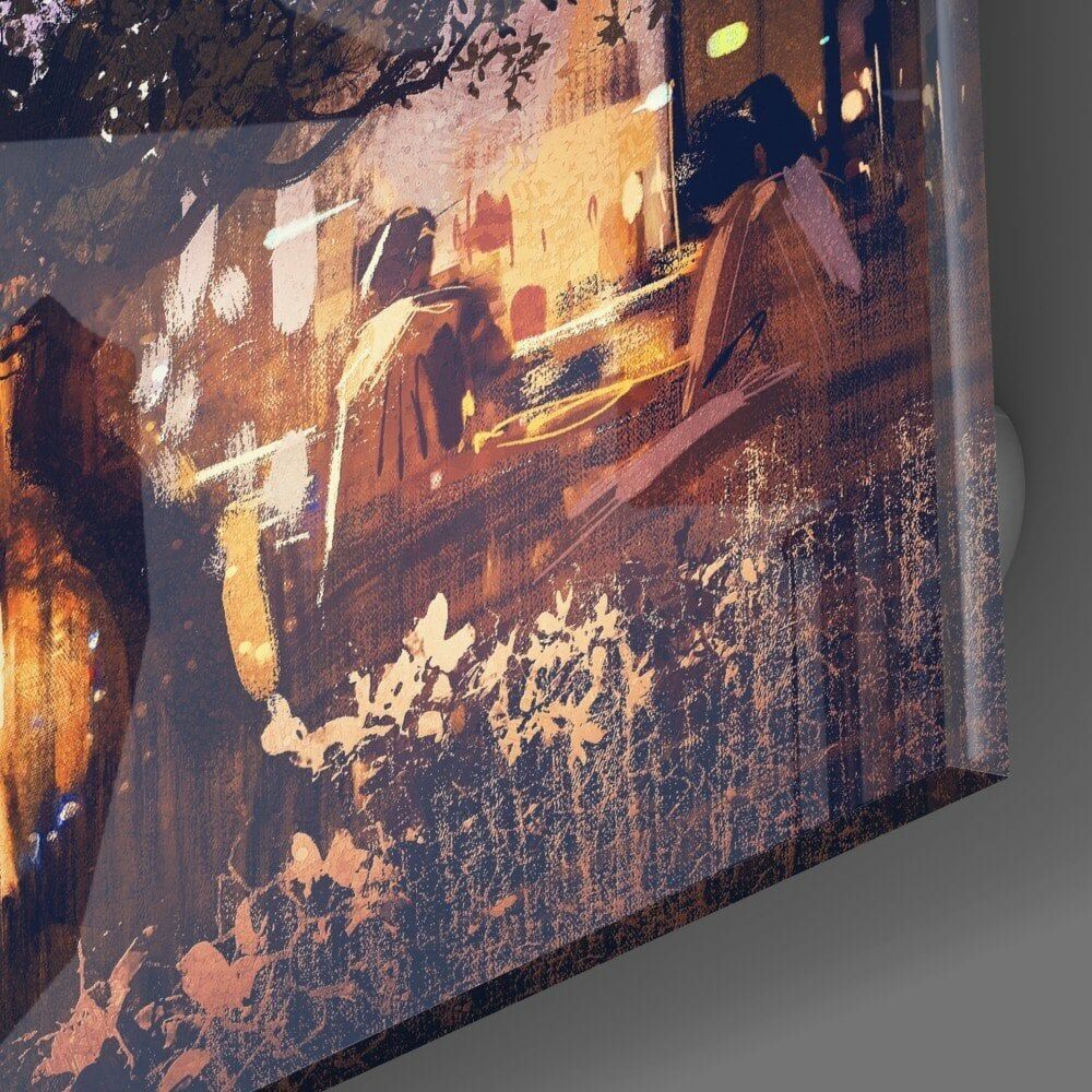 Şehirde Gece Cam Tablo