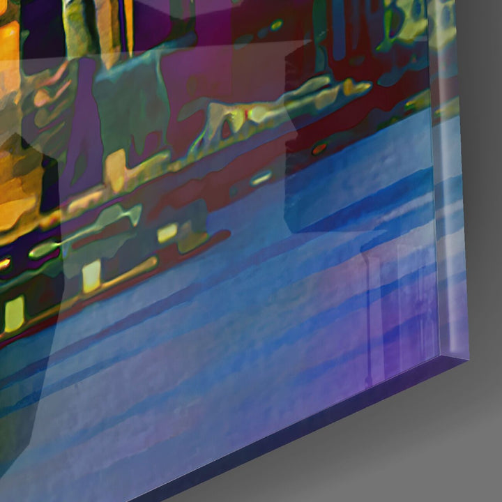 Şehrin Renkli Silueti Cam Tablo