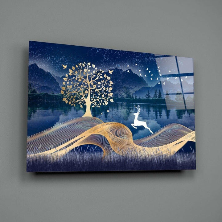 Sihirli Geyik Cam Tablo