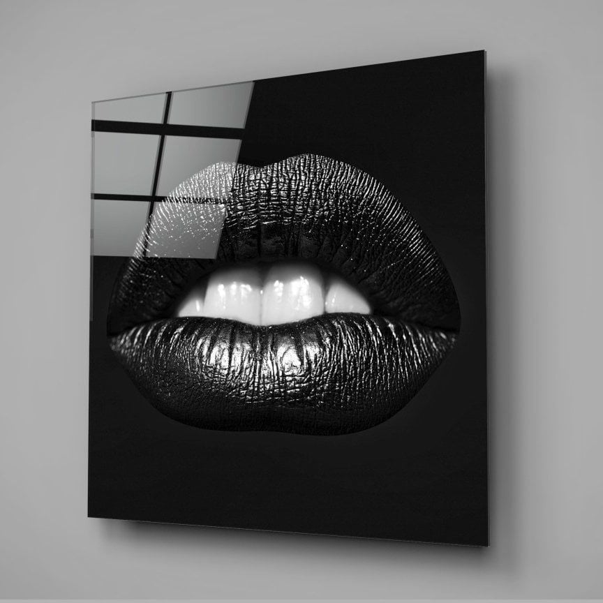 Siyah Dudaklar Cam Tablo