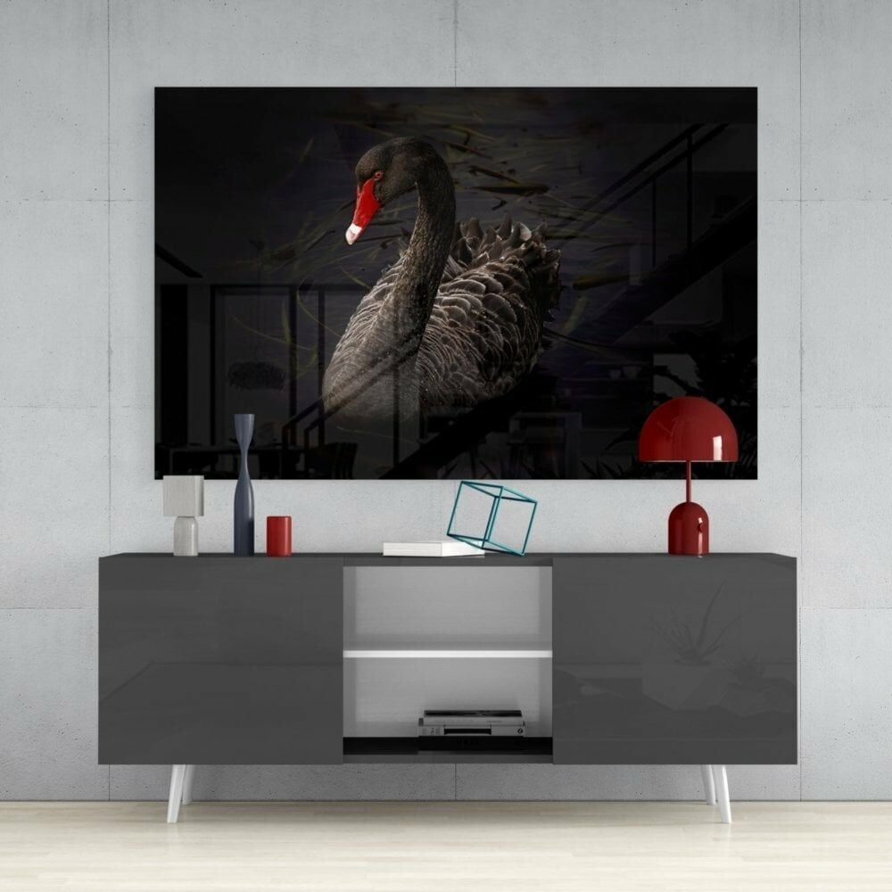 Siyah Kuğu Cam Tablo