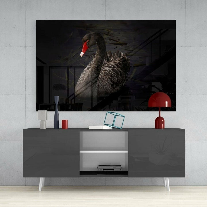 Siyah Kuğu Cam Tablo