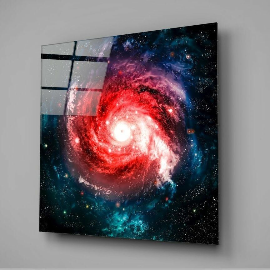 Sonsuzluk Kırmızı Uzay Cam Tablo