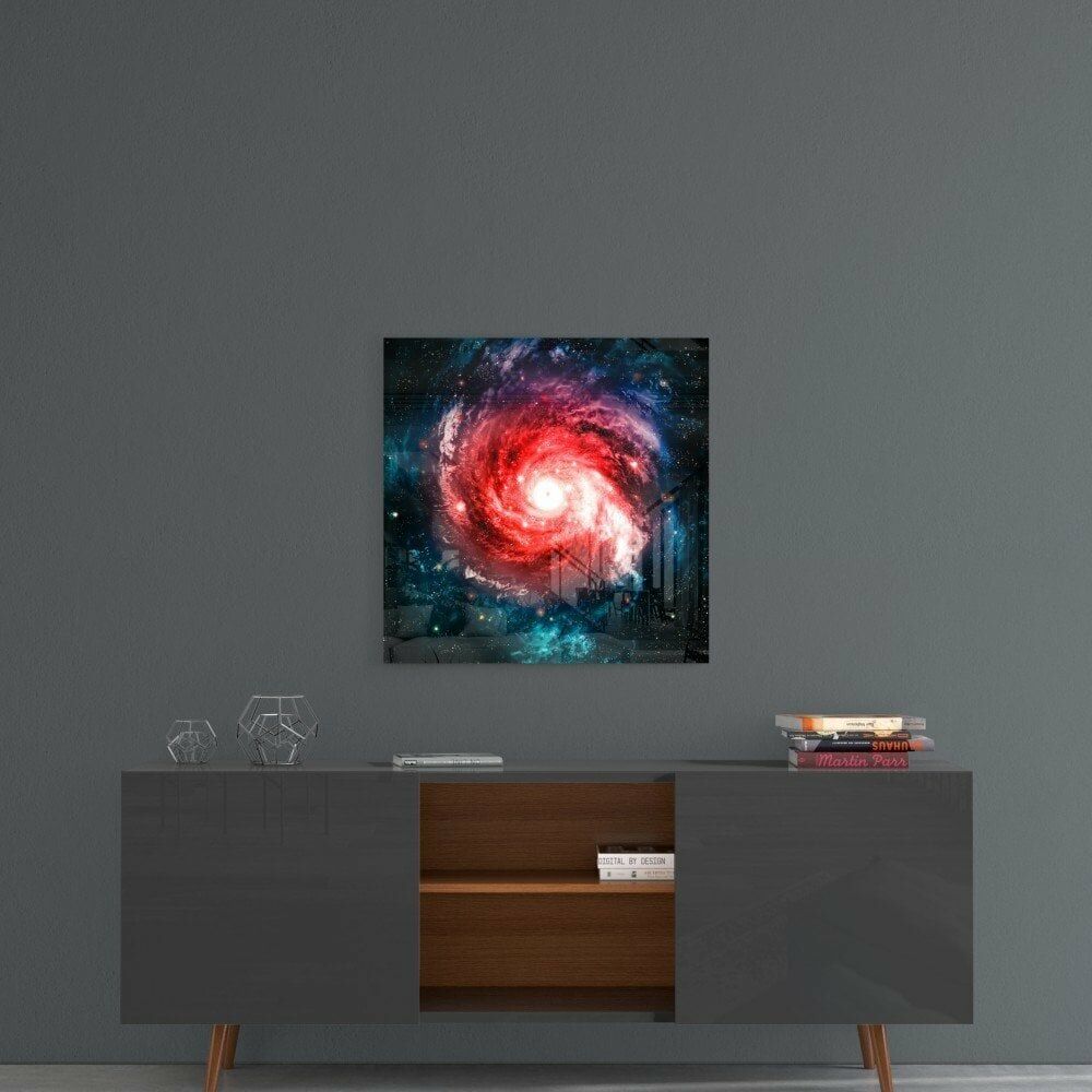 Sonsuzluk Kırmızı Uzay Cam Tablo