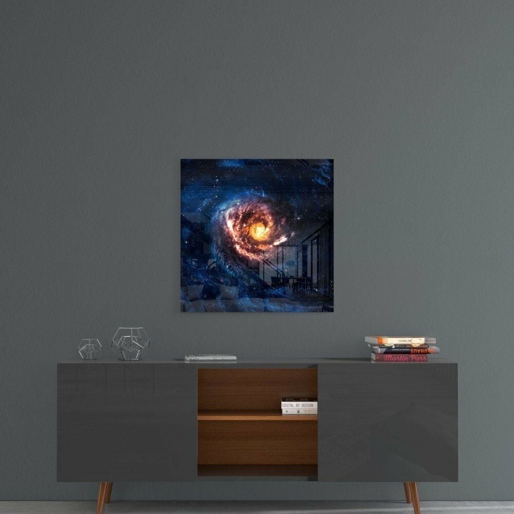 Sonsuzluk Kızıl Uzay Cam Tablo