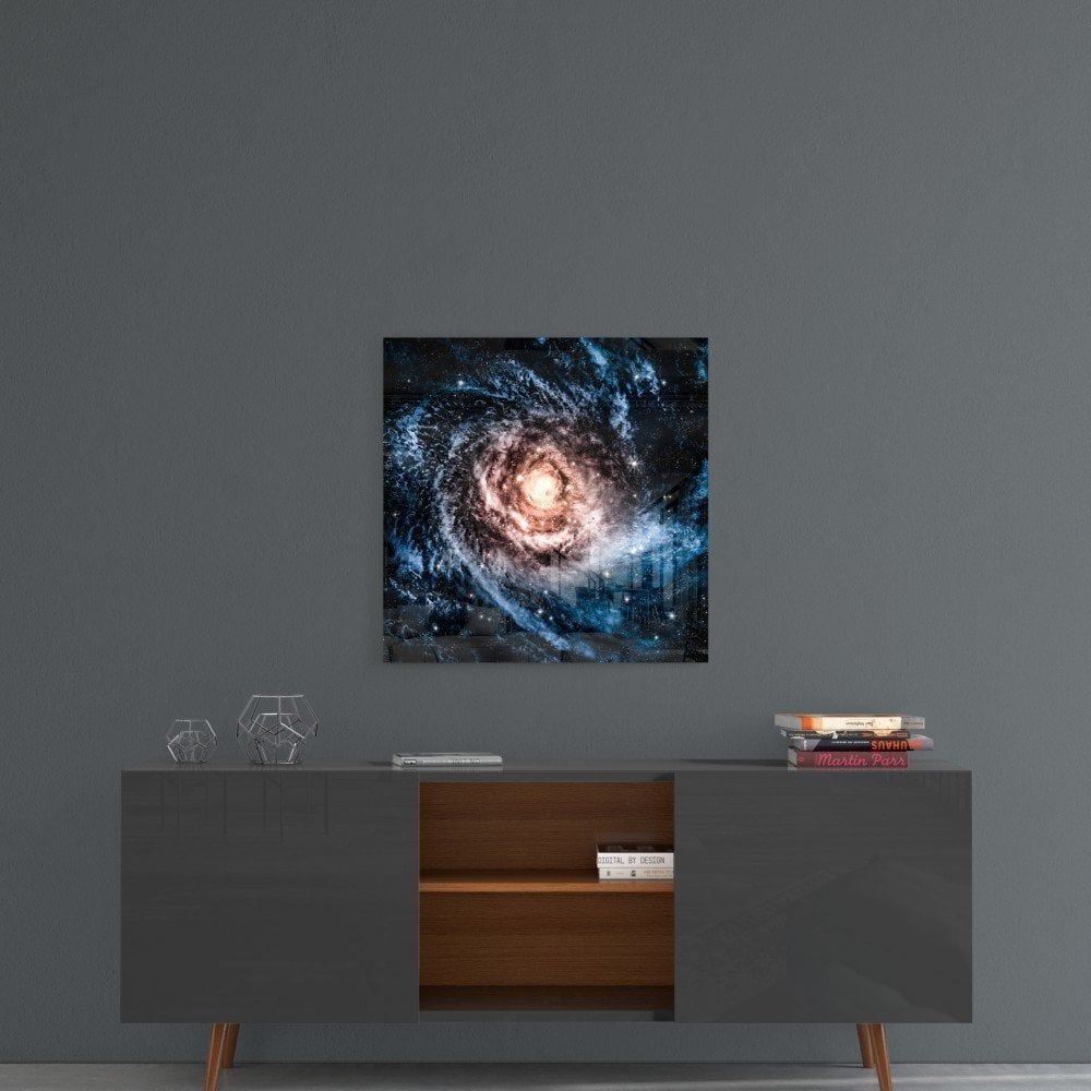 Sonsuzluk Mavi Uzay Cam Tablo