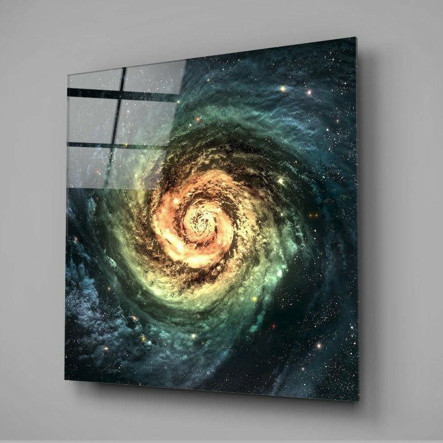 Sonsuzluk Sarı Uzay Cam Tablo