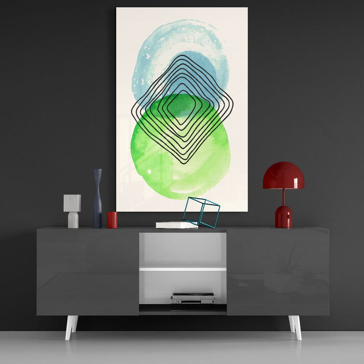 Soyut Çevreler Cam Tablo