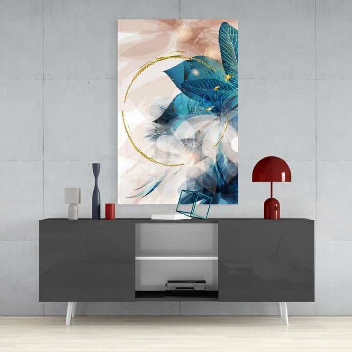 Soyut Çiçek Cam Tablo