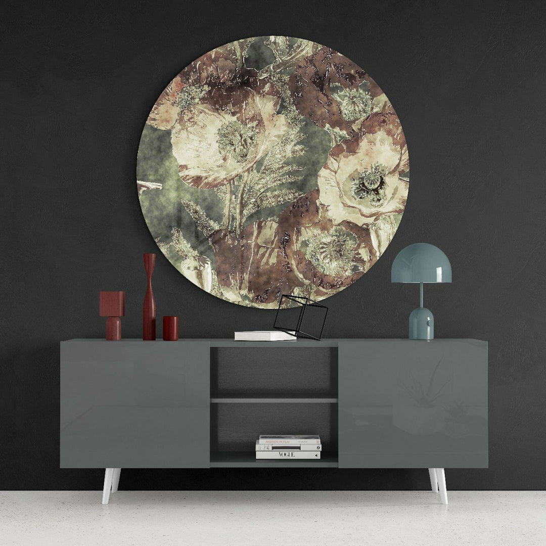 Soyut Çiçek Cam Tablo